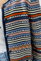 Oui cropped knit jacket striped button front