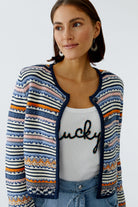 Oui striped cardigan styled with jeans outfit