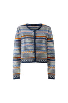 Oui navy striped cardigan jacket lightweight summer knit