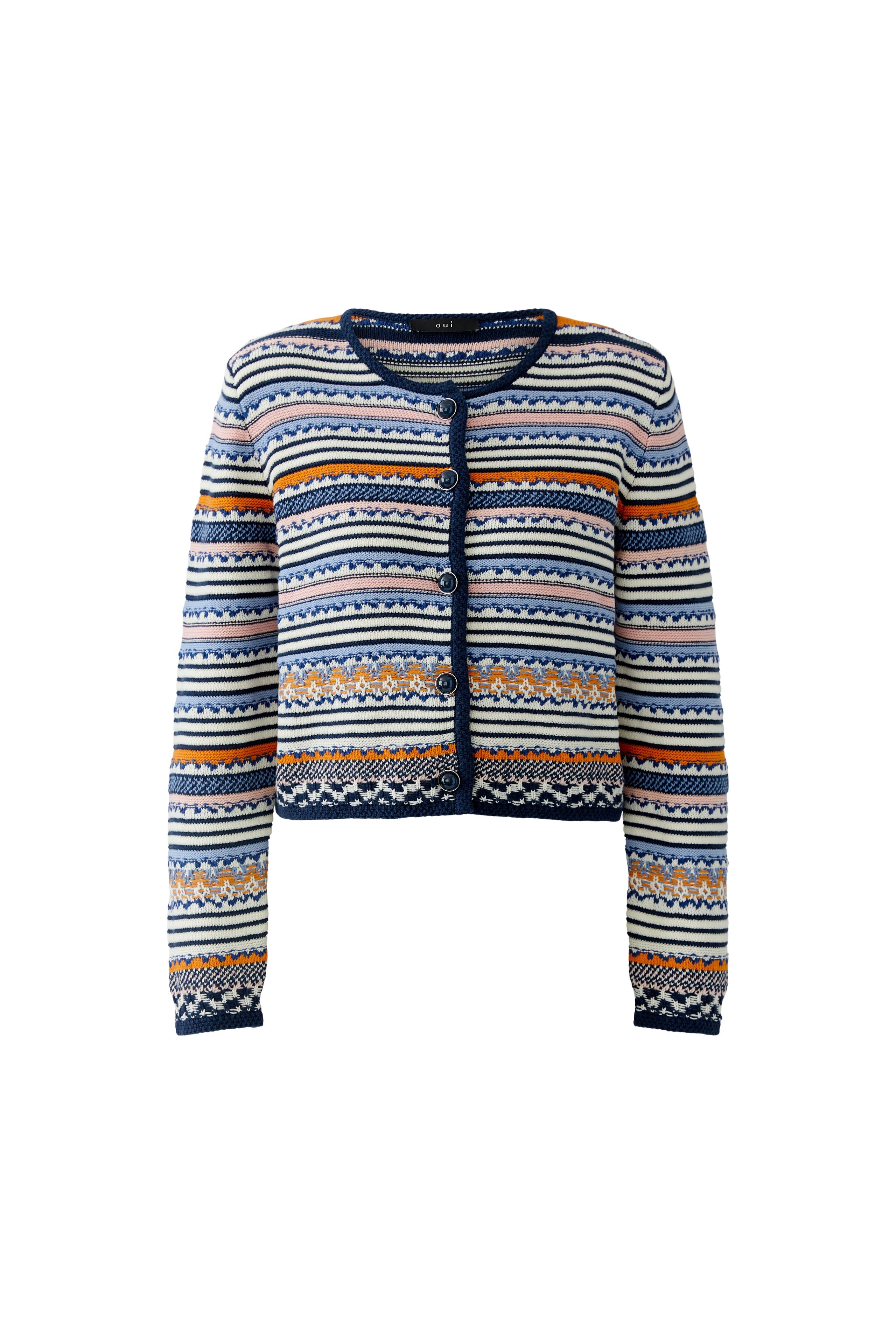 Oui navy striped cardigan jacket lightweight summer knit