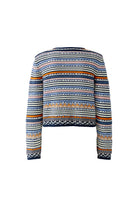 Oui navy striped cardigan jacket lightweight knit From back 