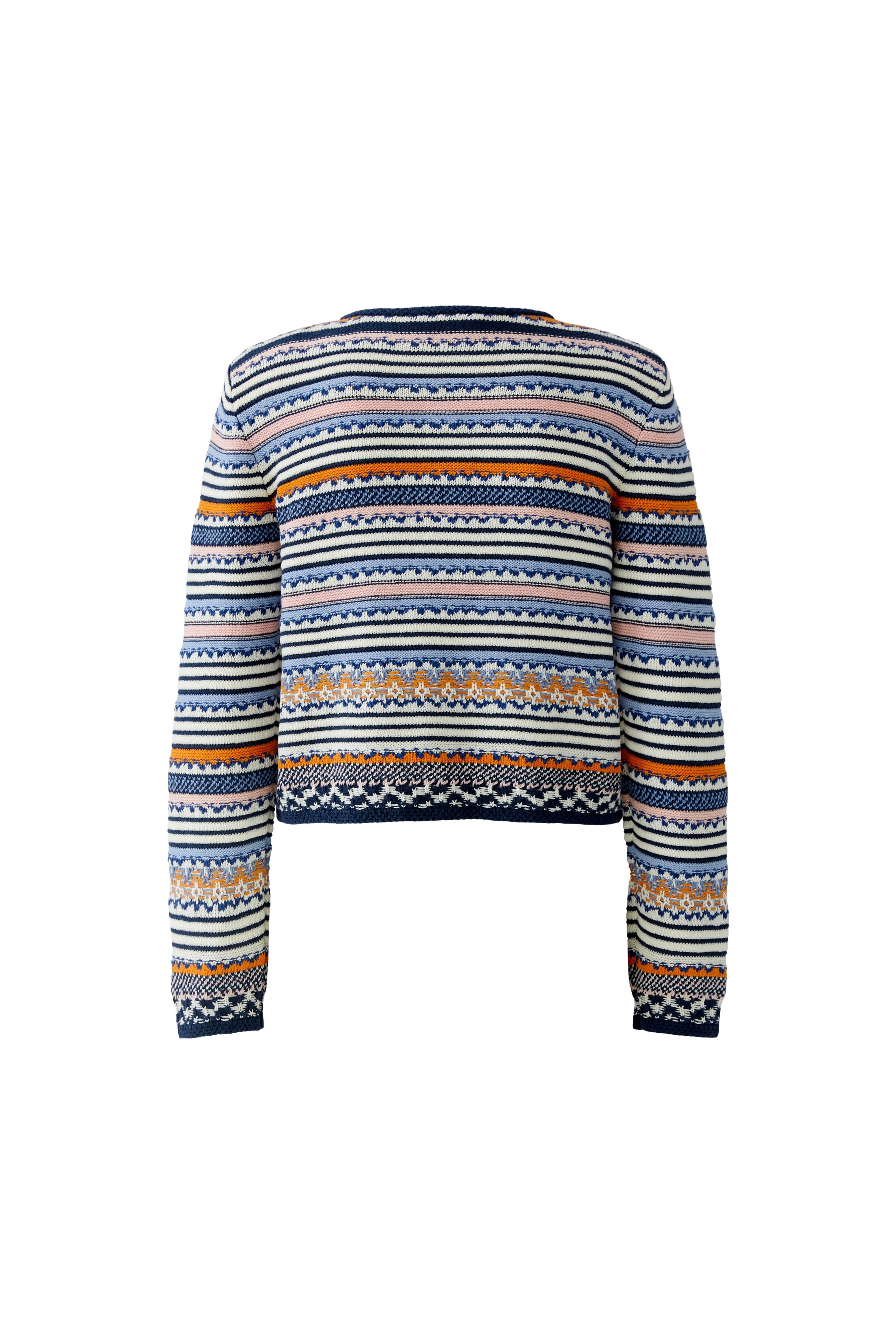 Oui navy striped cardigan jacket lightweight knit From back 