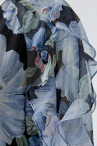 Oui floral midi dress ruffle sleeve detail blue