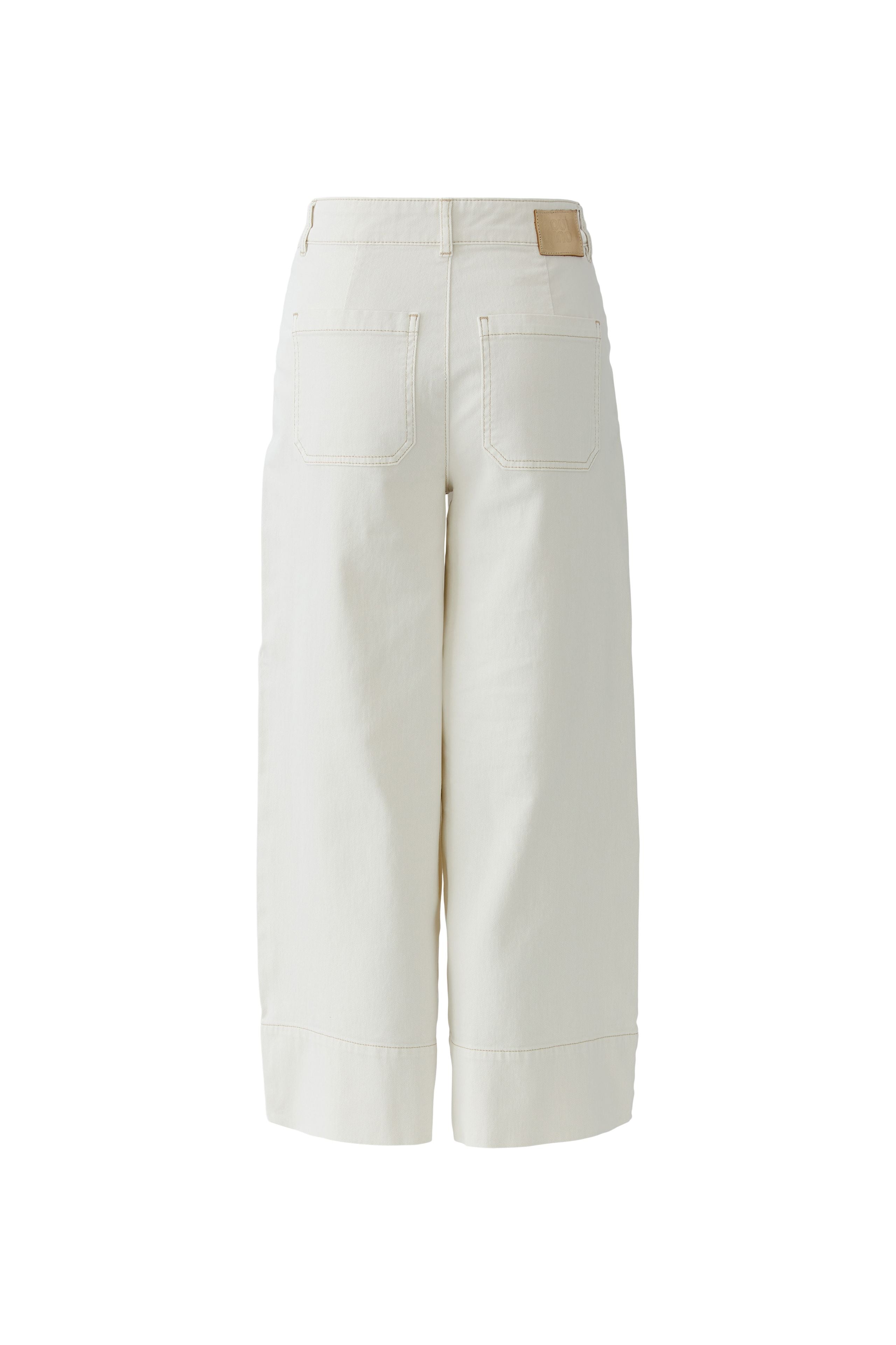 Oui off white wide leg cropped jeans back view