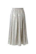 Oui silver A-line midi skirt back view metallic finish