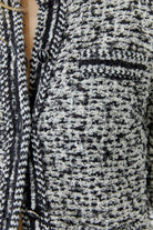 Oui cropped bouclé knit jacket with faux pocket detail