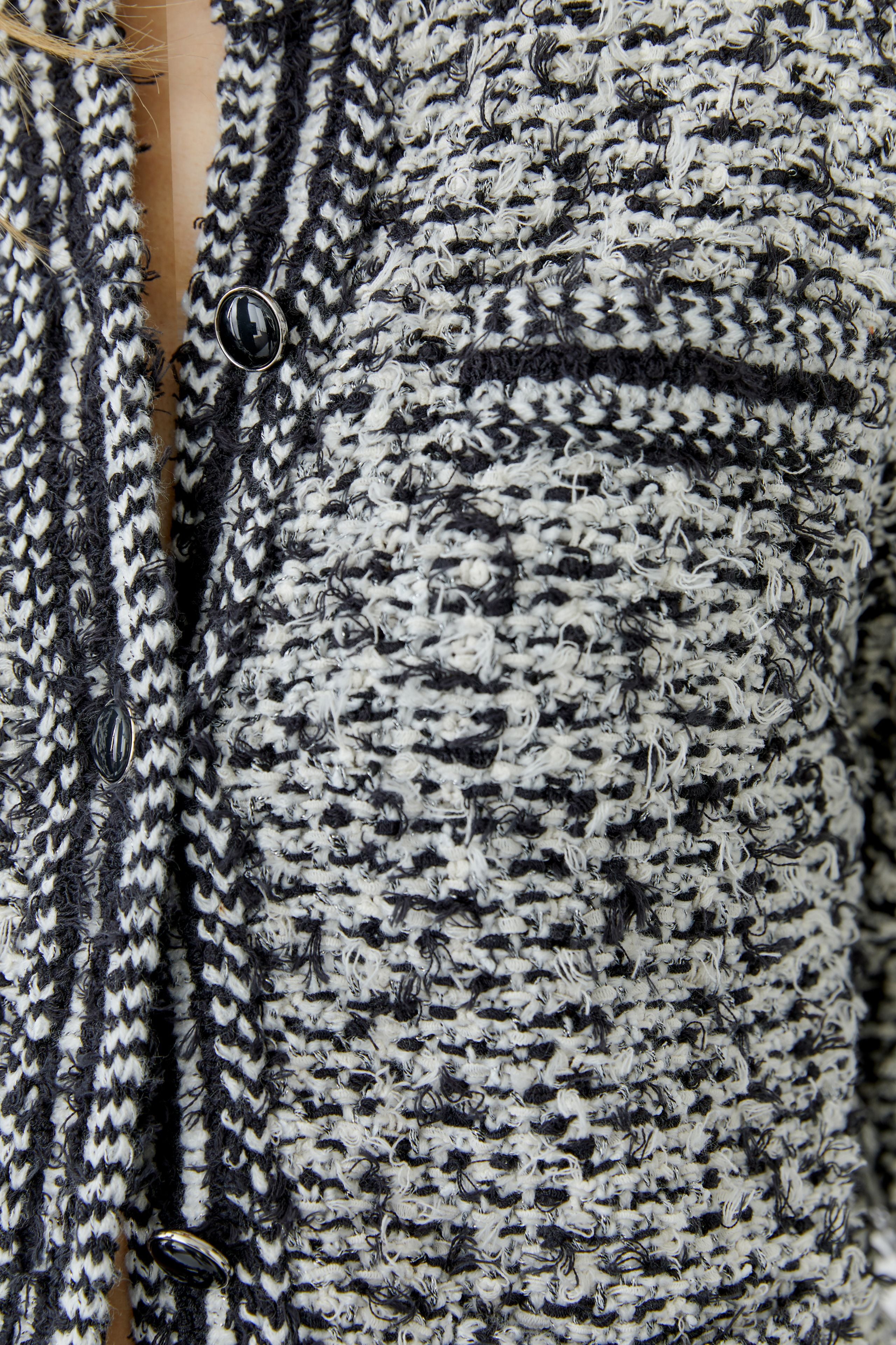 Oui cropped bouclé knit jacket with faux pocket detail
