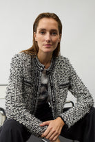 Oui black and white textured knit jacket lifestyle view