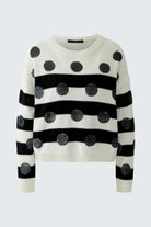 Oui black and white striped sequin dot jumper – front product view