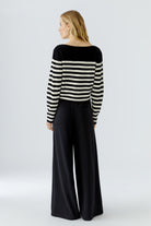 Oui black and white striped long sleeve jumper back view