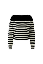 Oui cropped Breton stripe fine knit jumper product front view