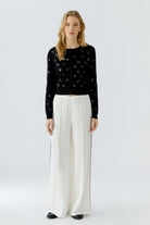 Oui black micro-sequin long sleeve cardigan lifestyle view