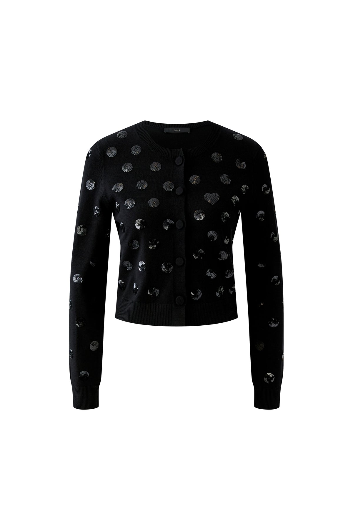 Oui black embellished cropped cardigan product front view