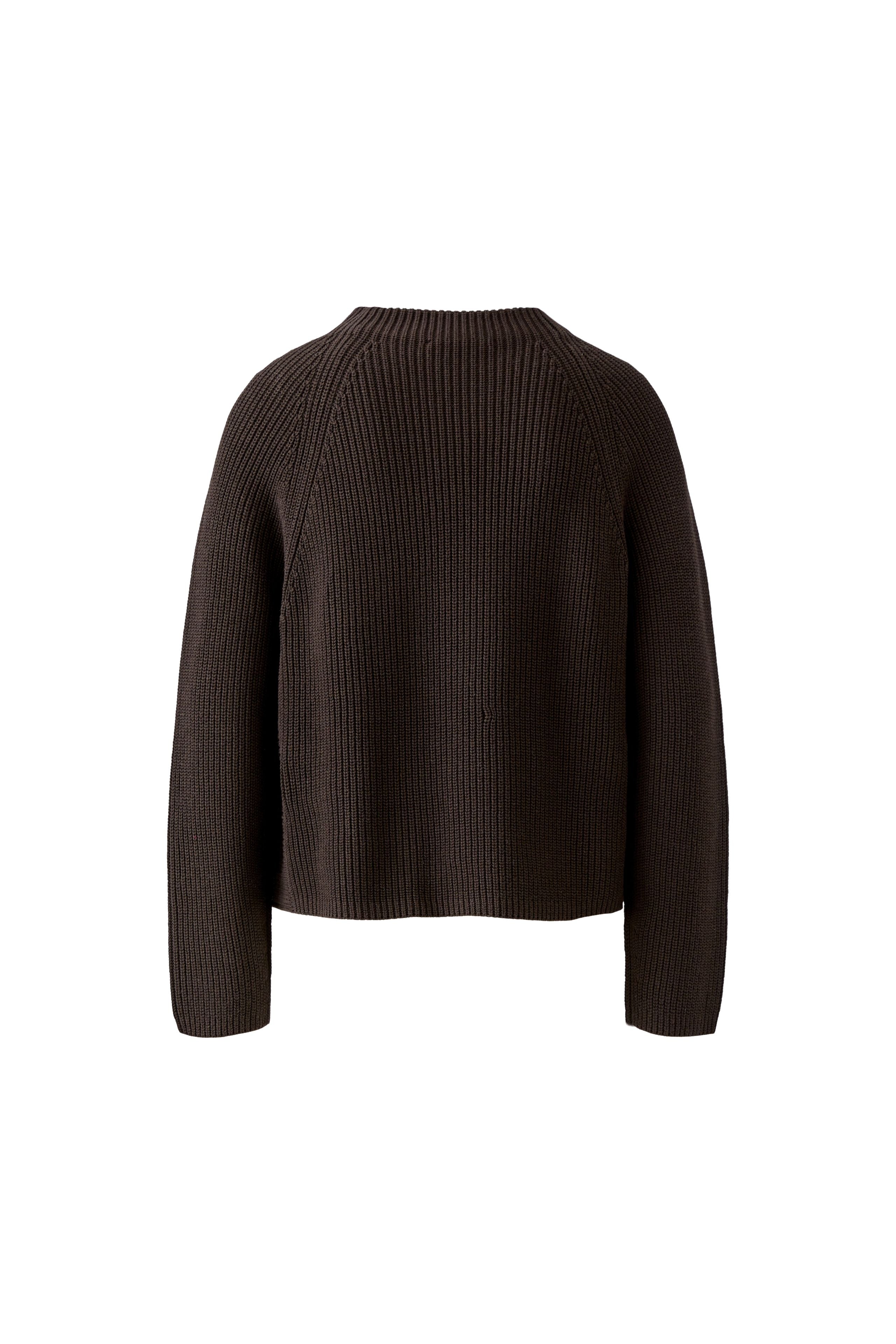 Oui RIYA dark brown ribbed cotton jumper – product back view