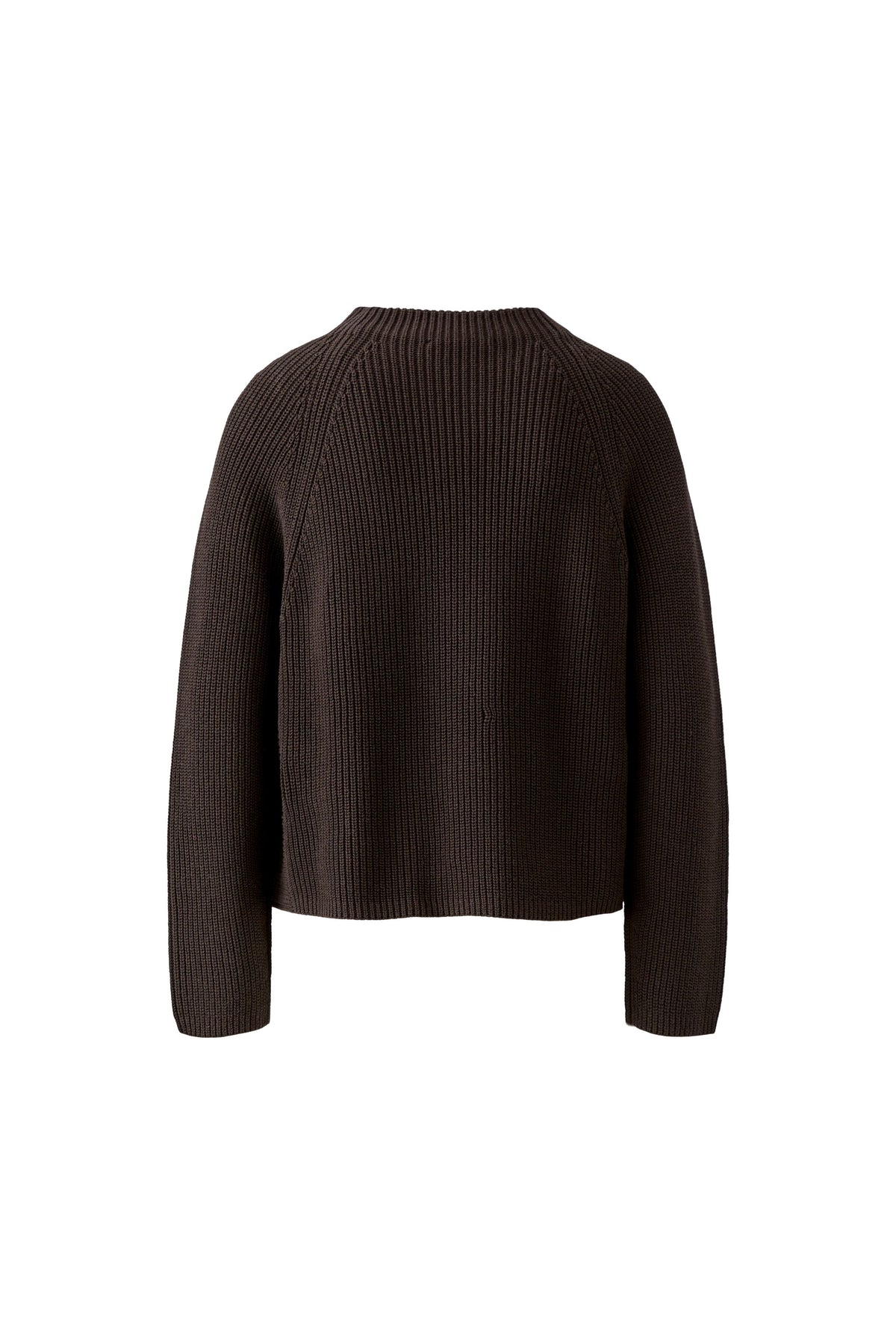 Oui RIYA dark brown ribbed cotton jumper – product back view