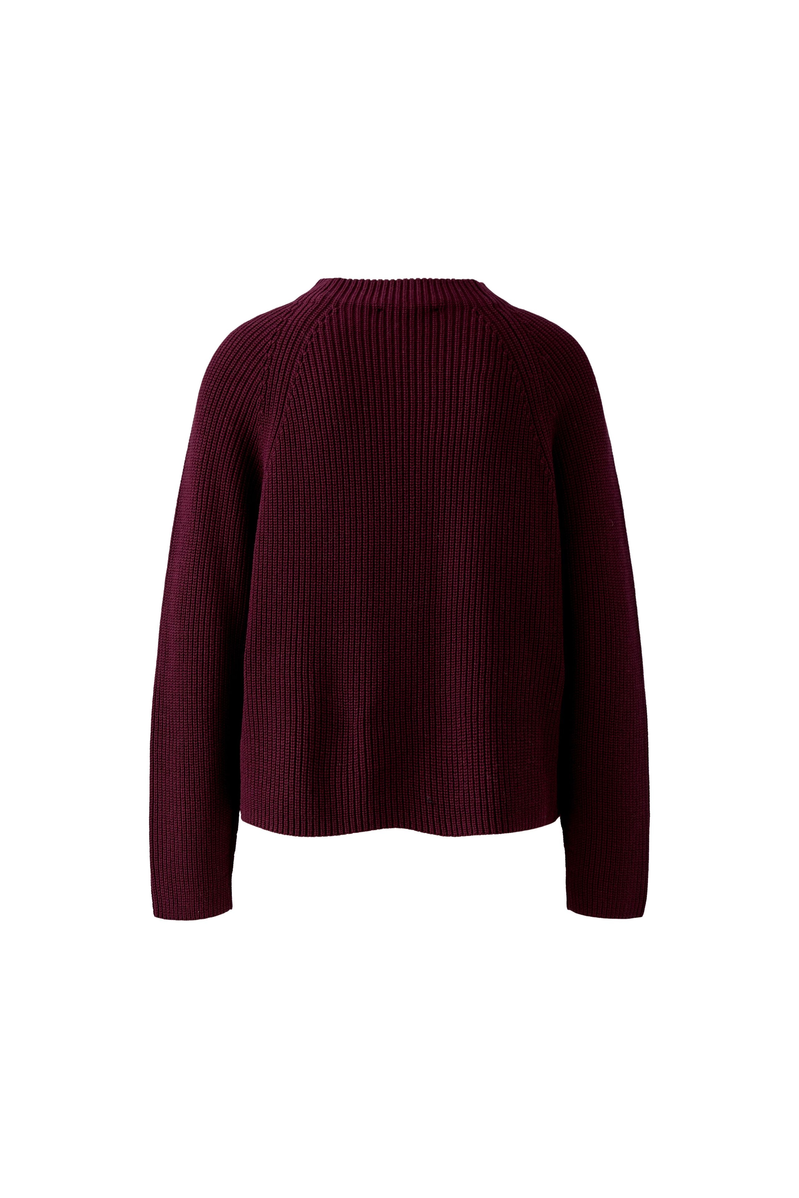 Oui RIYA burgundy ribbed cotton jumper – product back view