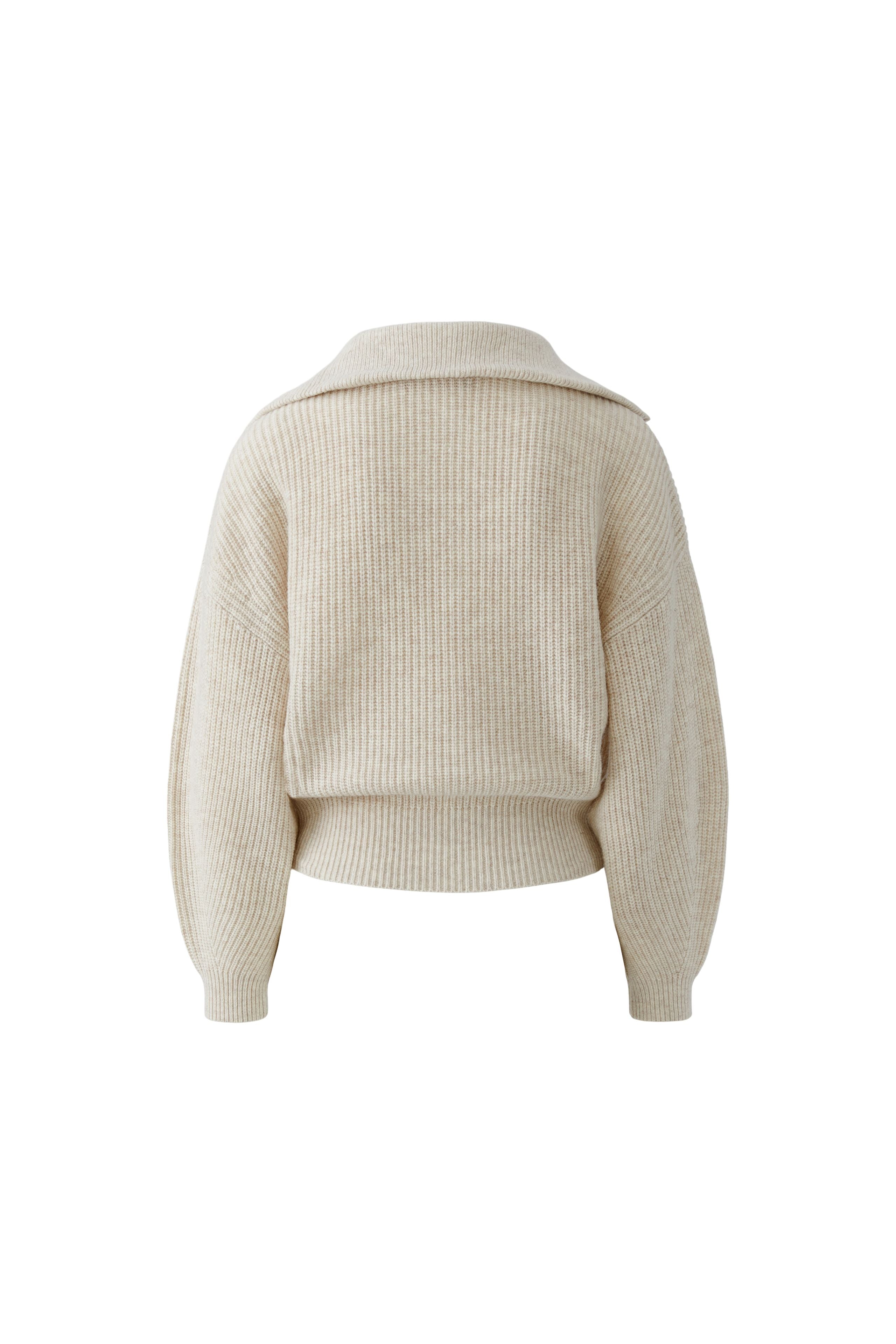 Oui beige ribbed knit jumper with dropped shoulders – back product view