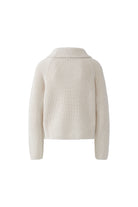 Oui cream ribbed half zip jumper – back product view