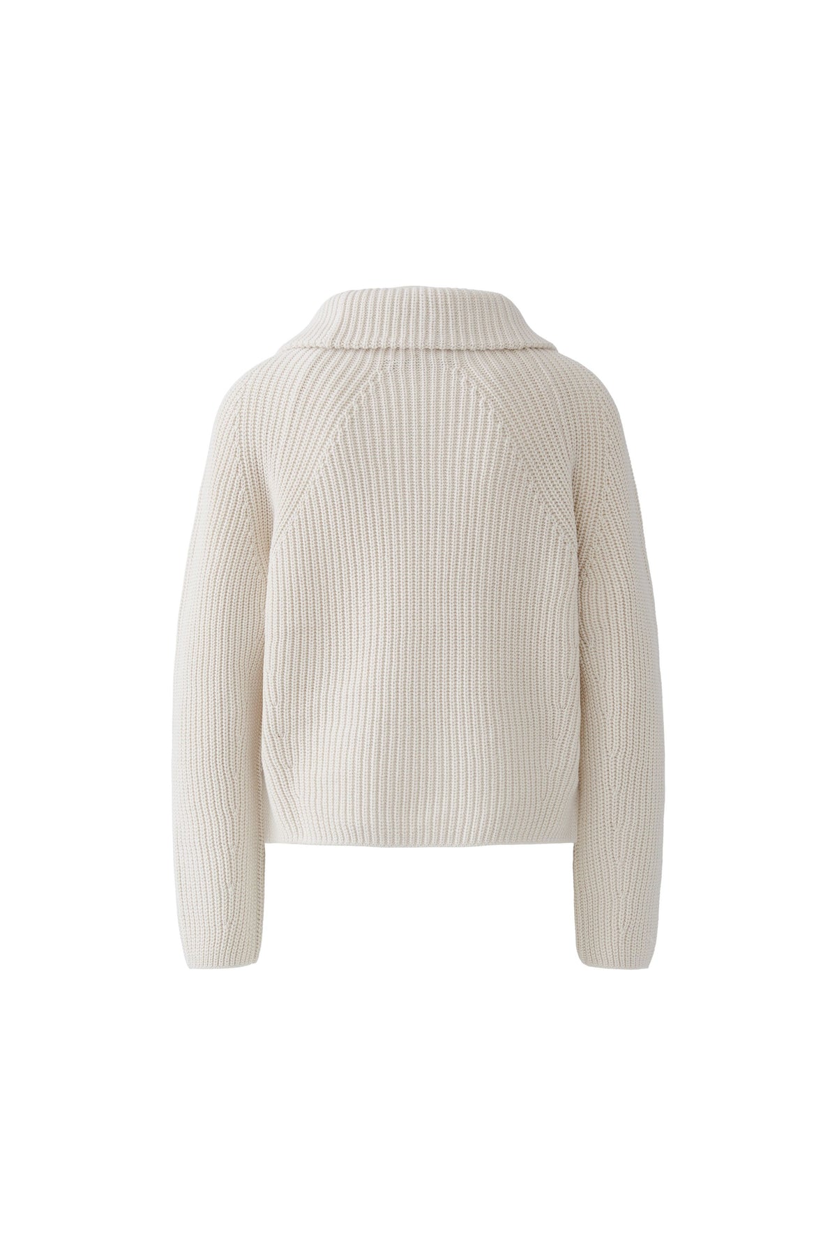 Oui cream ribbed half zip jumper – back product view