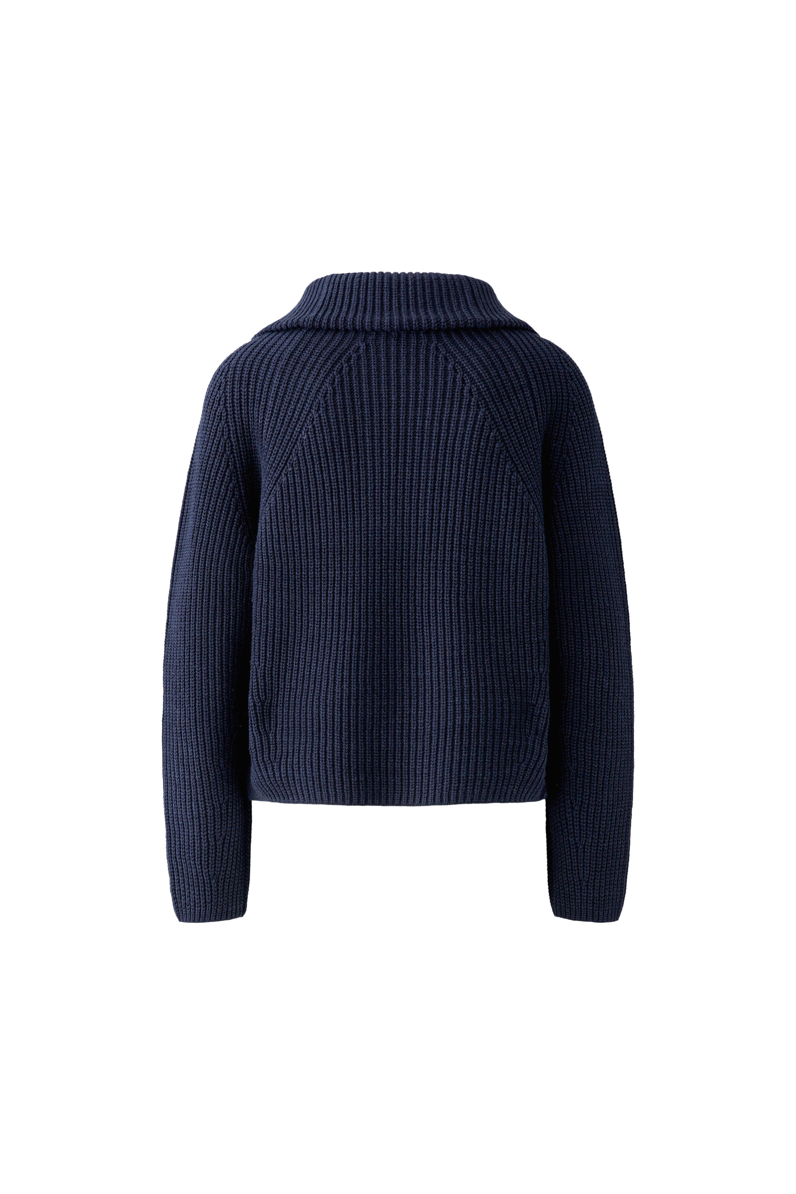 Oui navy ribbed half zip jumper – back product view