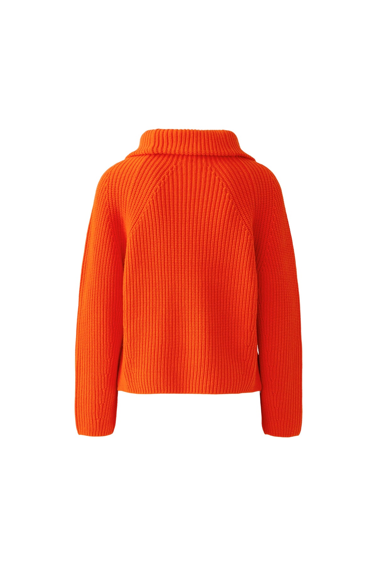 Oui bright orange ribbed half zip jumper – back product view