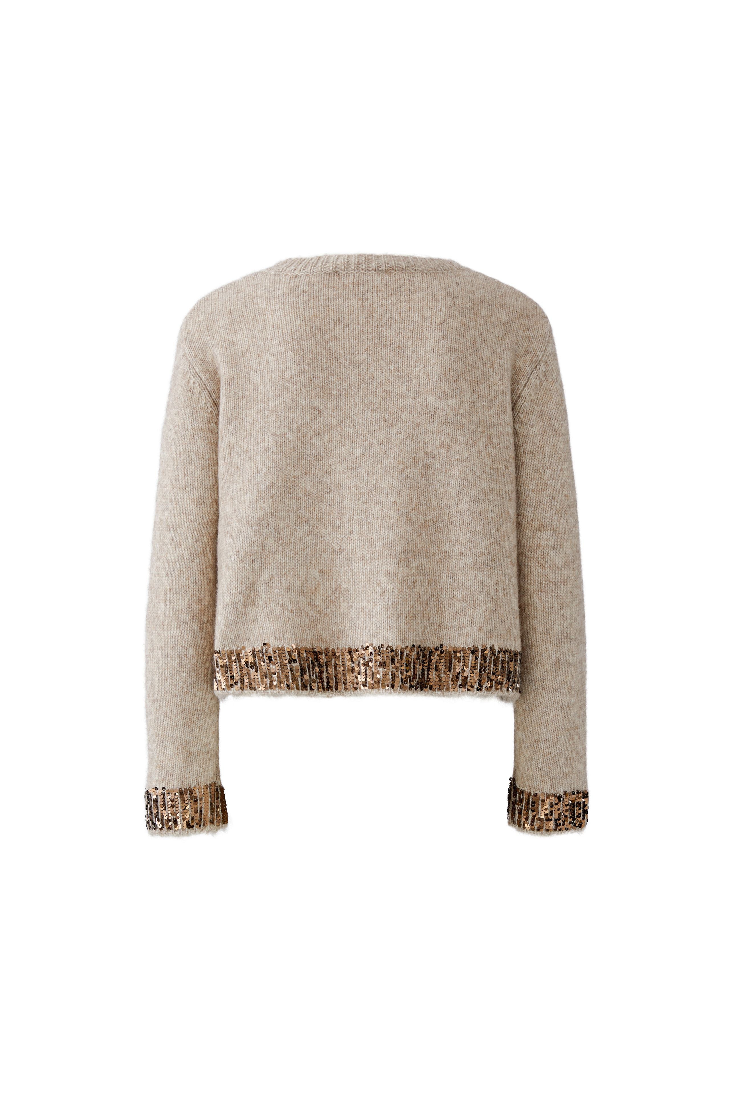 Oui beige cropped wool and alpaca jumper – product back view