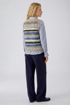 Oui mixed yarn stripe knitted vest product back view