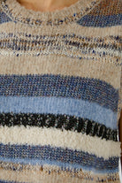 Oui mixed yarn stripe knit vest textured yarn detail close-up