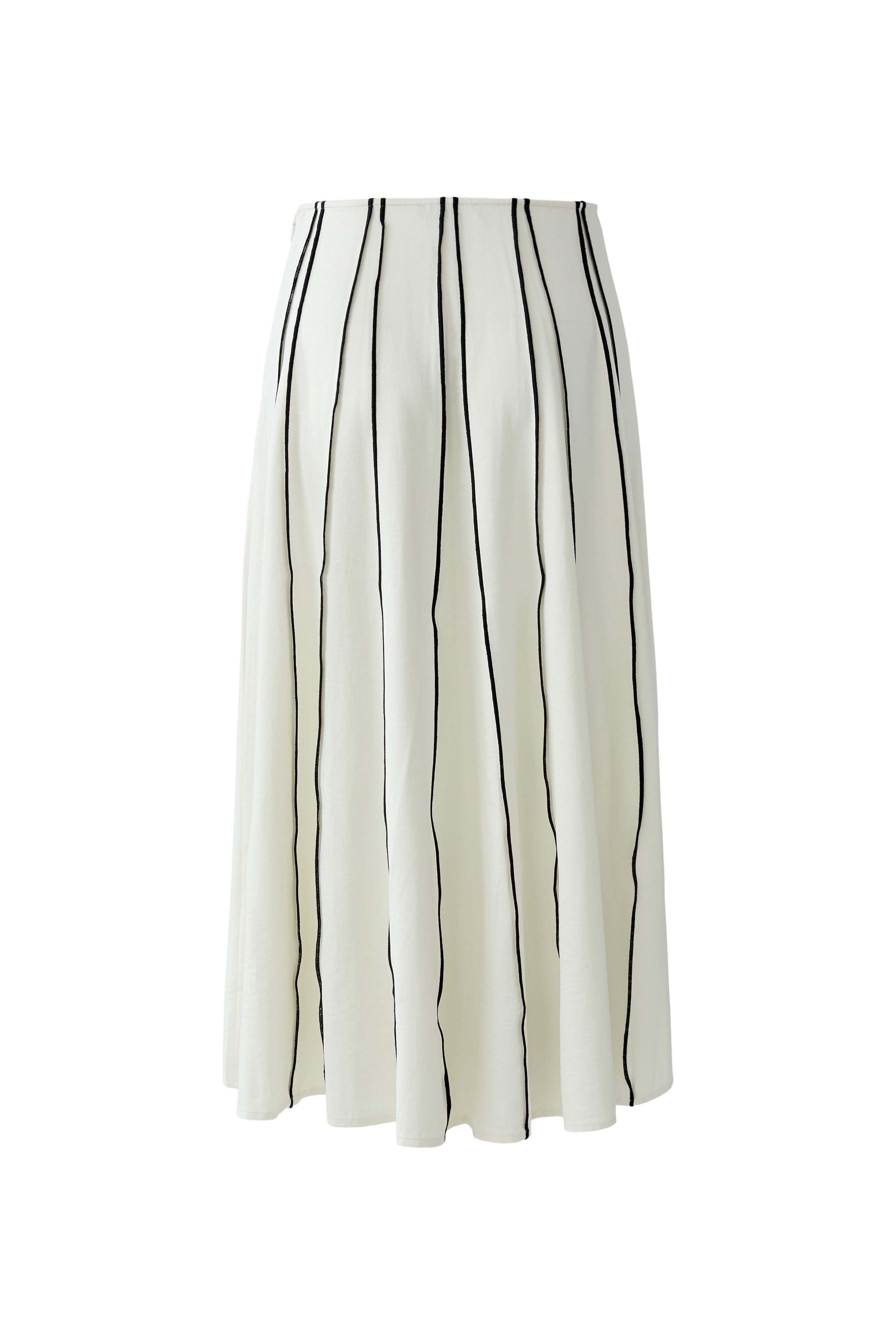 Oui black piped pleated midi skirt product back view
