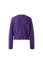 Oui Sofy purple seamless cropped cardigan with soft stretch knit – product back view