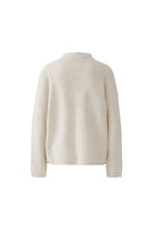 Oui cream relaxed wool blend jumper with stand collar – product back view