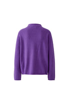 Oui purple seamless wool modal jumper with relaxed fit and rolled edges – product back view