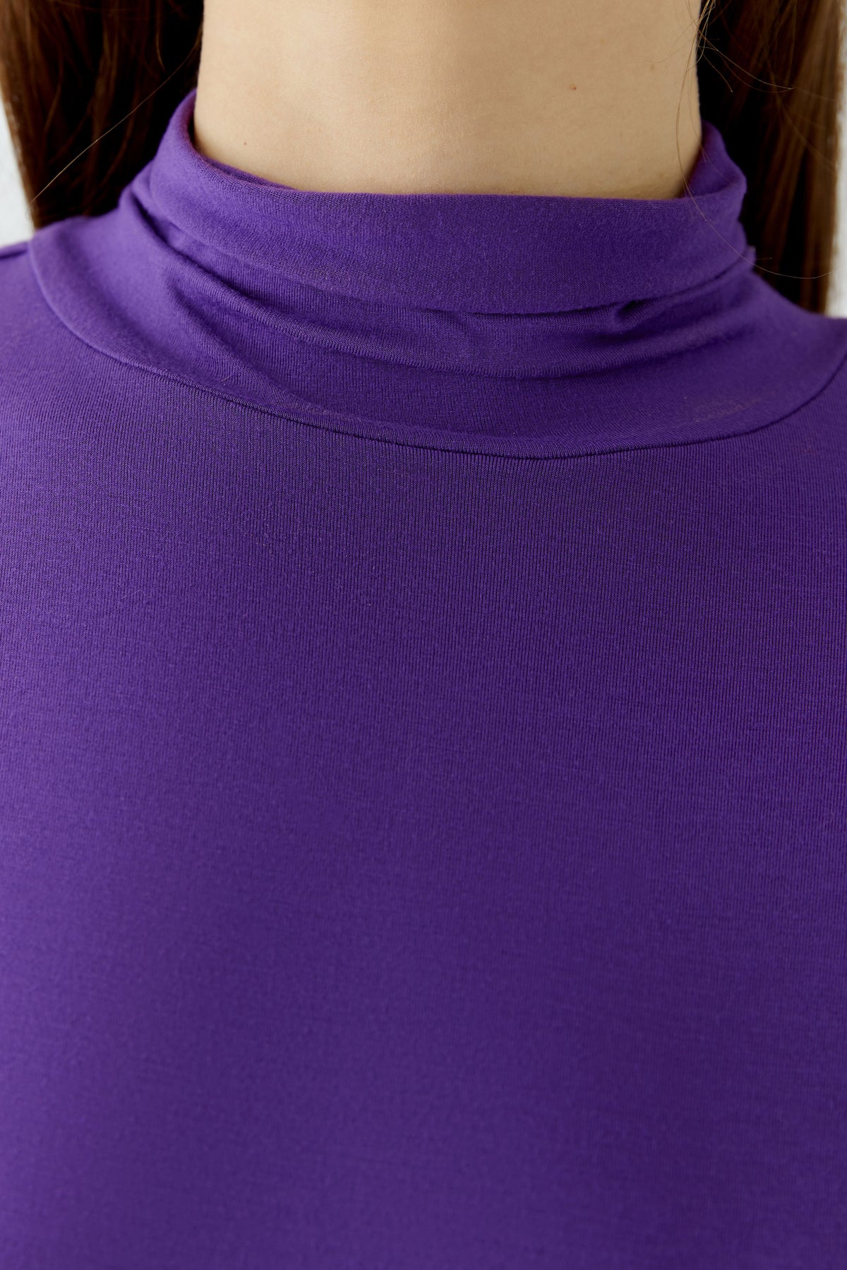 Oui Amaranth Purple soft modal jersey top – fine stretch fabric detail