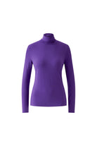 Oui Amaranth Purple modal jersey polo neck top – product front view
