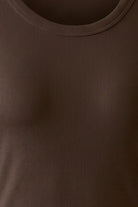Oui brown ribbed layering top – fine cotton modal fabric detail