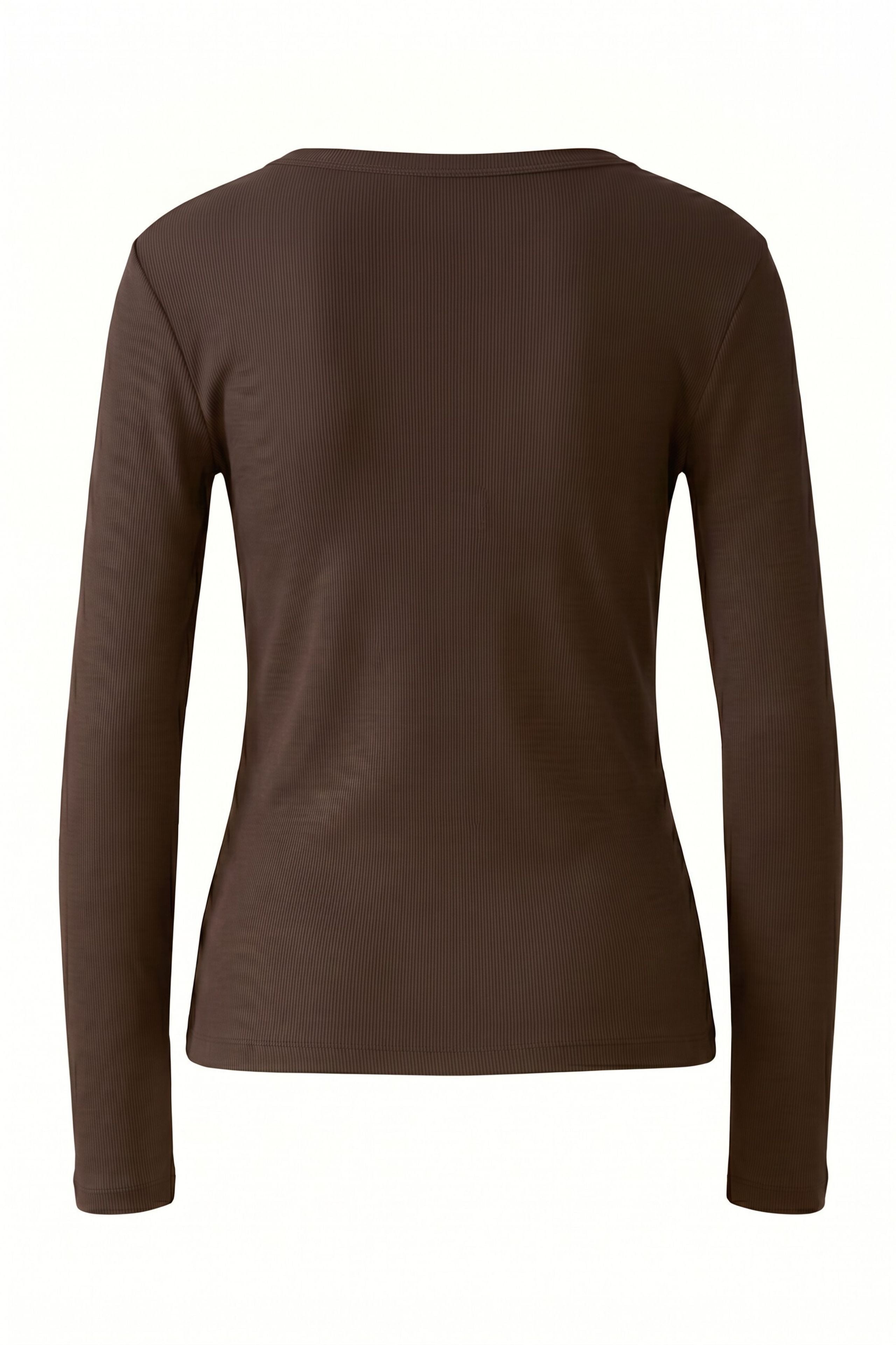 Oui brown cotton modal layering top – product back view
