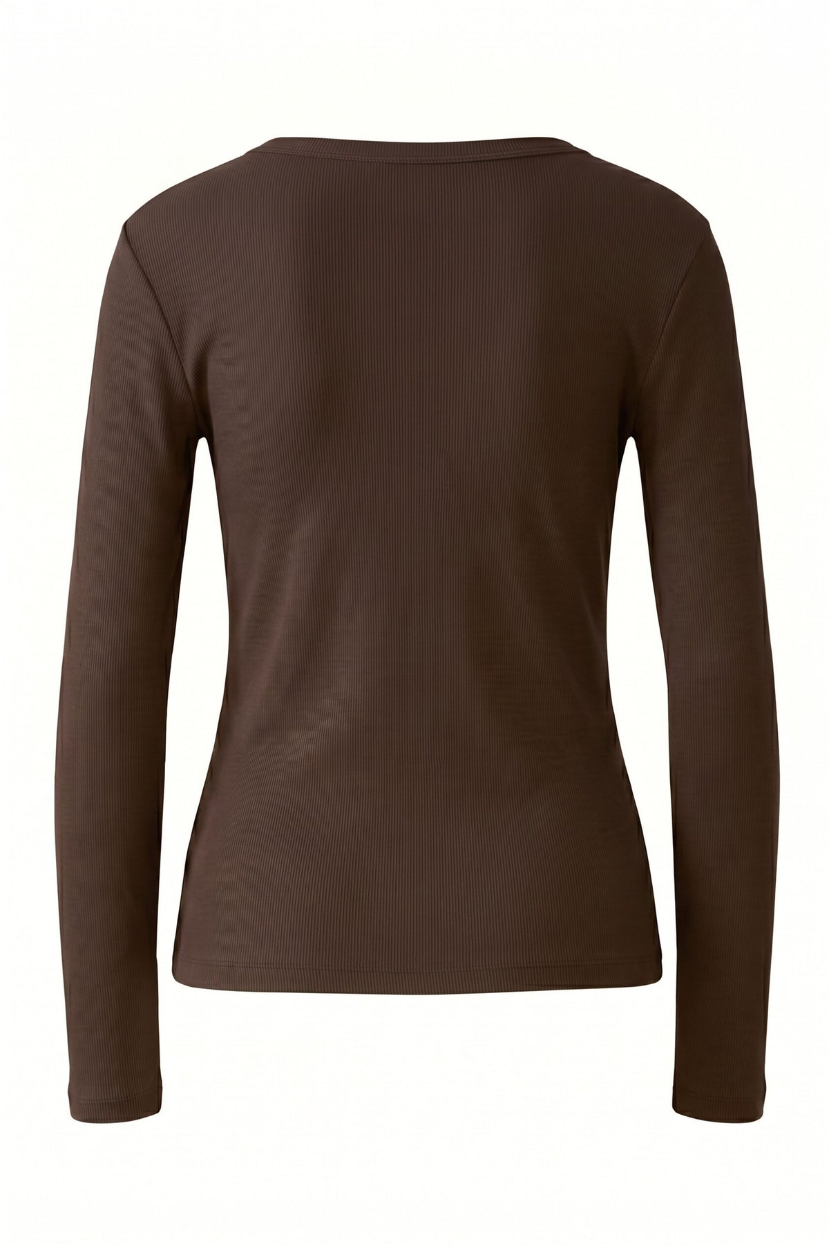 Oui brown cotton modal layering top – product back view
