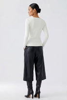 Oui cream cotton modal layering top – back model view