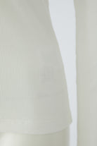 Oui cream ribbed long sleeve top – fine cotton modal fabric close-up