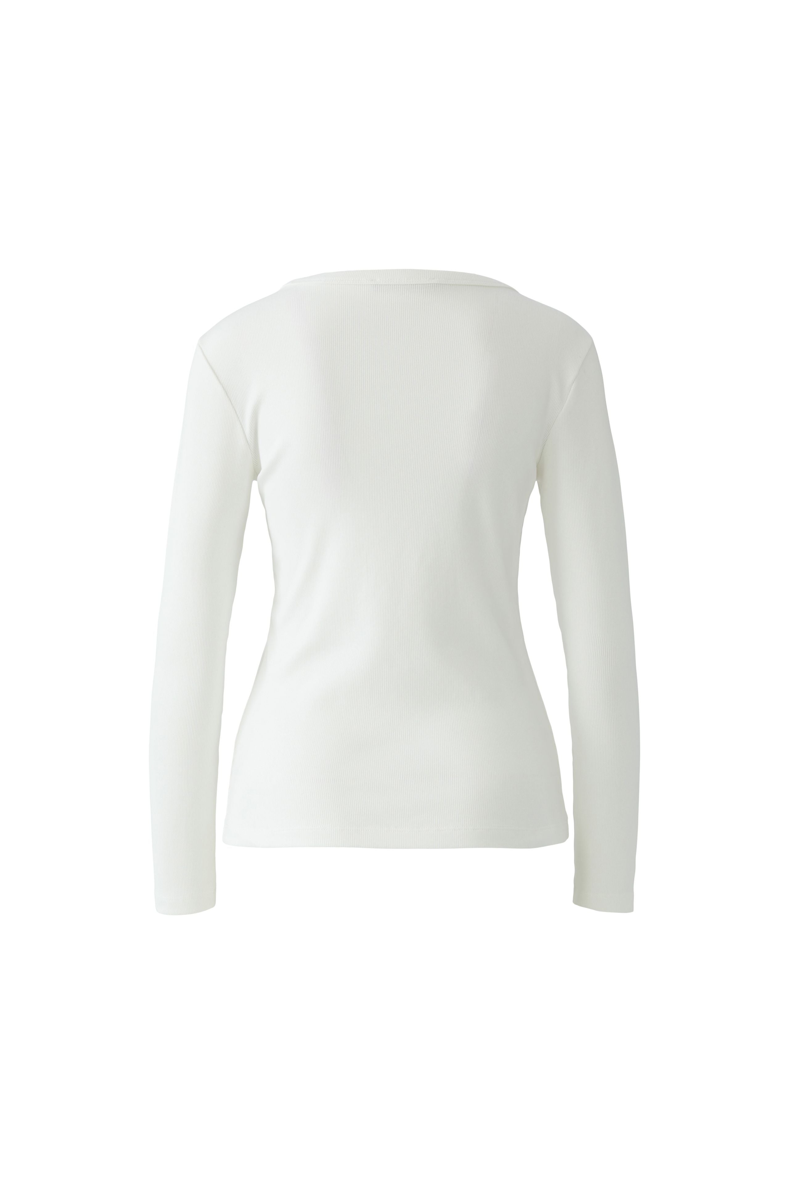 Oui off white cotton modal ribbed top – product back view