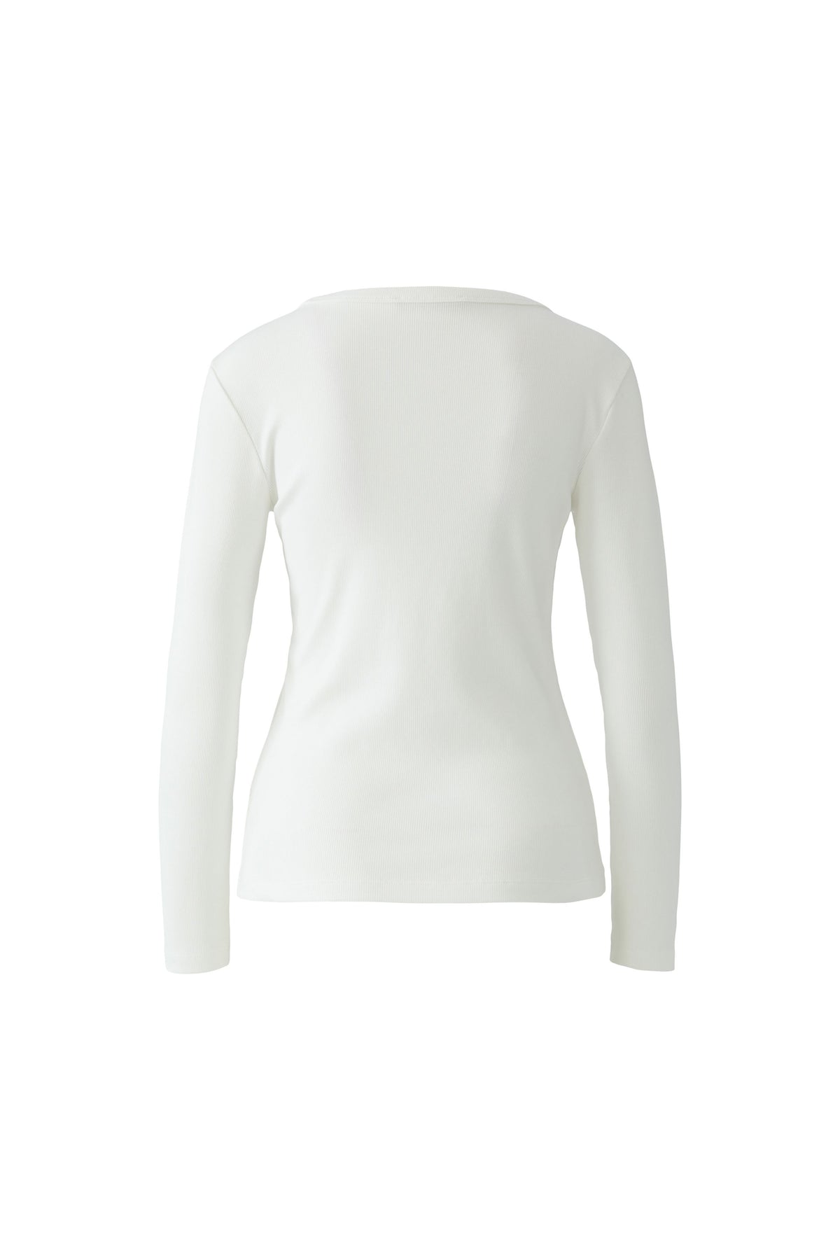 Oui off white cotton modal ribbed top – product back view