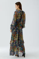 Oui floral Gobelin maxi dress – side and back model view