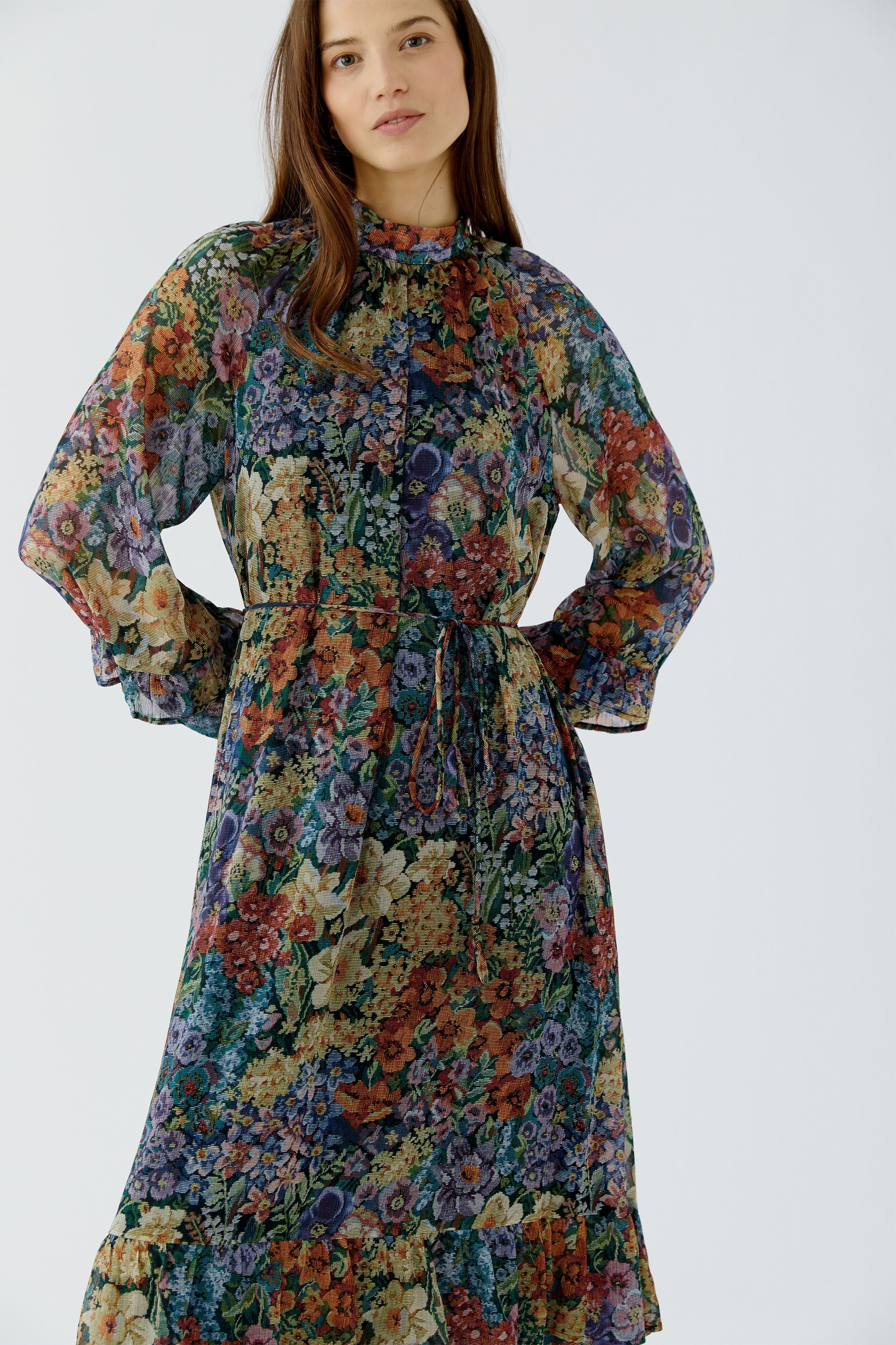 Oui multicolour floral Gobelin maxi dress – front model view