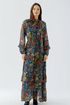  Oui floral Gobelin ruffle maxi dress – full-length front view