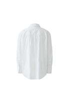 Oui white cotton blend longline shirt – product-only back view