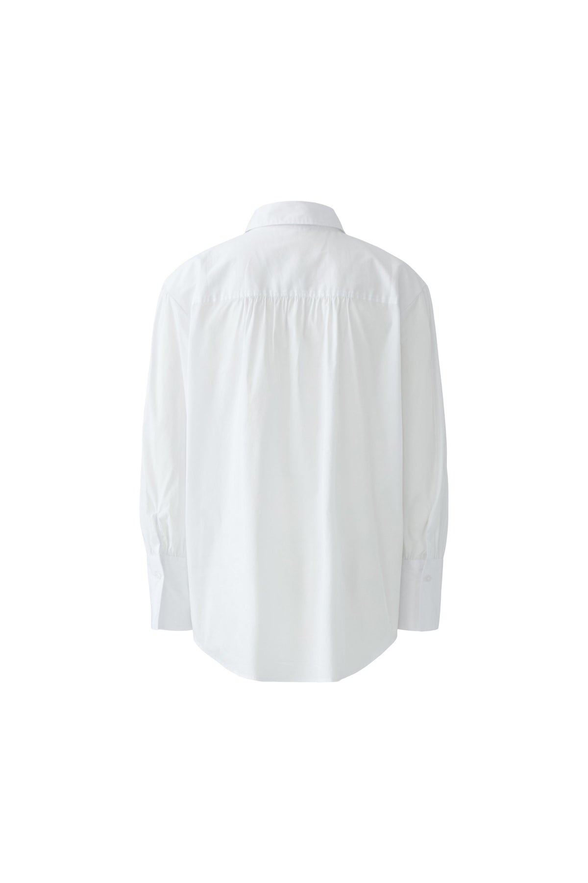 Oui white cotton blend longline shirt – product-only back view