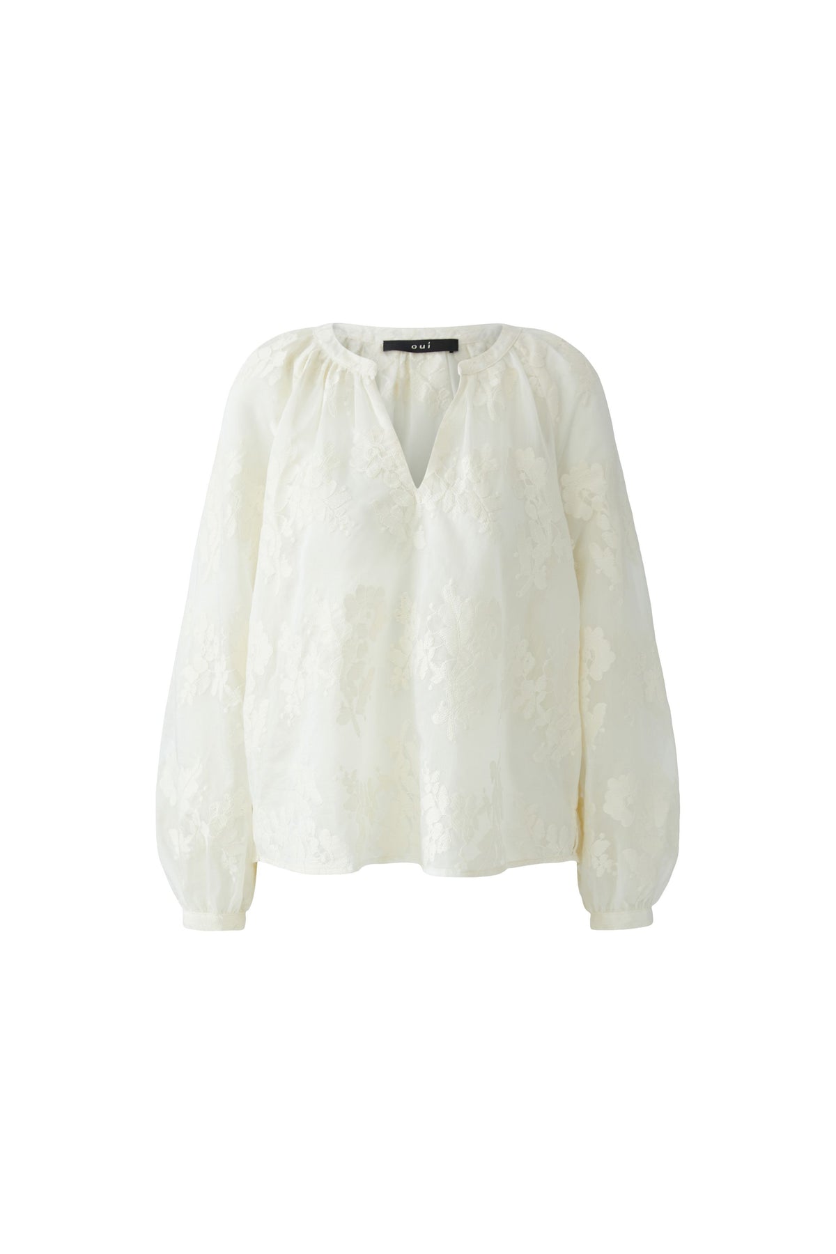 Oui embroidered floral blouse – product-only front view