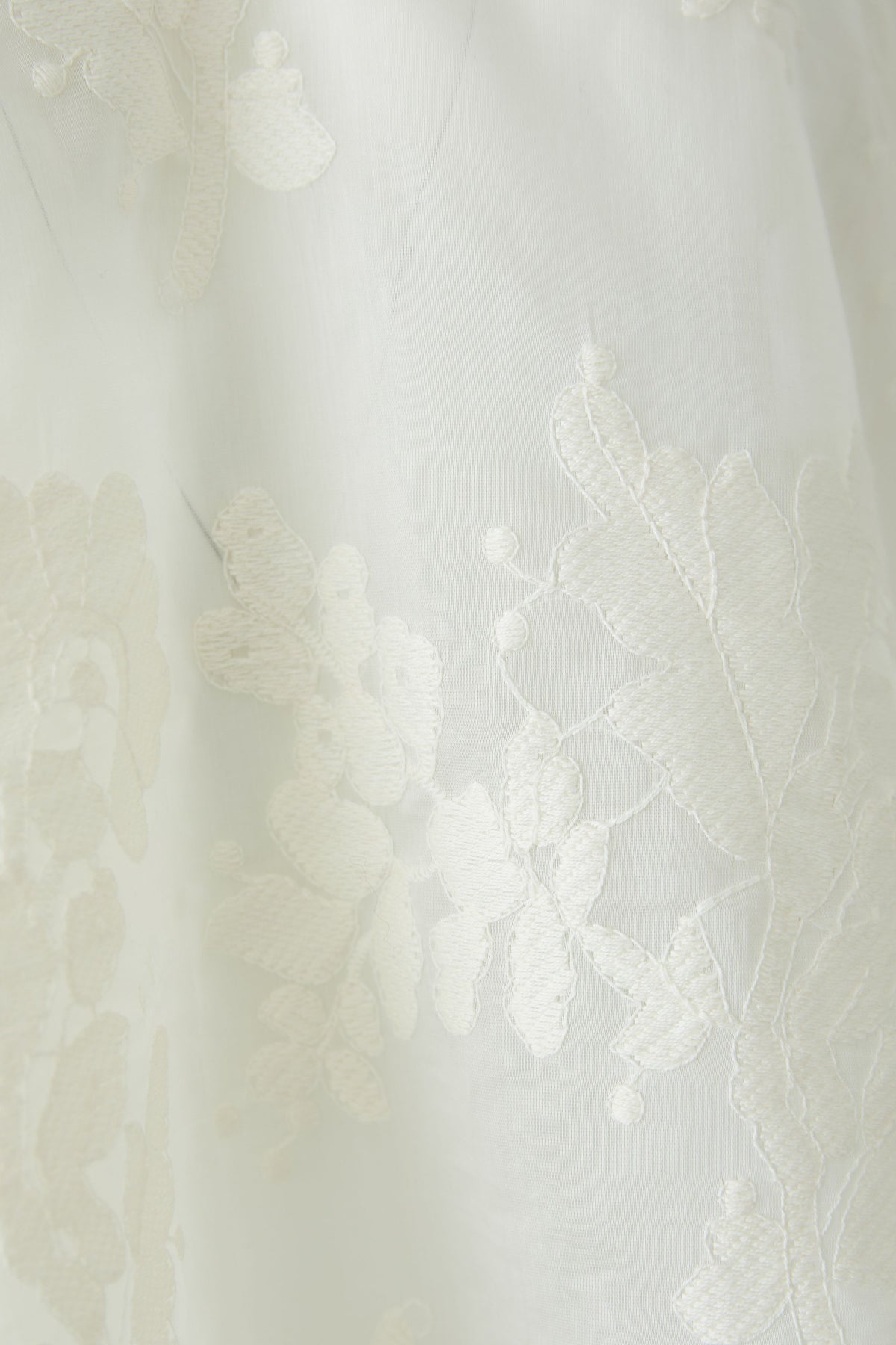 Oui embroidered voile blouse – floral fabric close-up
