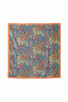 Oui large floral Gobelin print scarf laid flat full product view