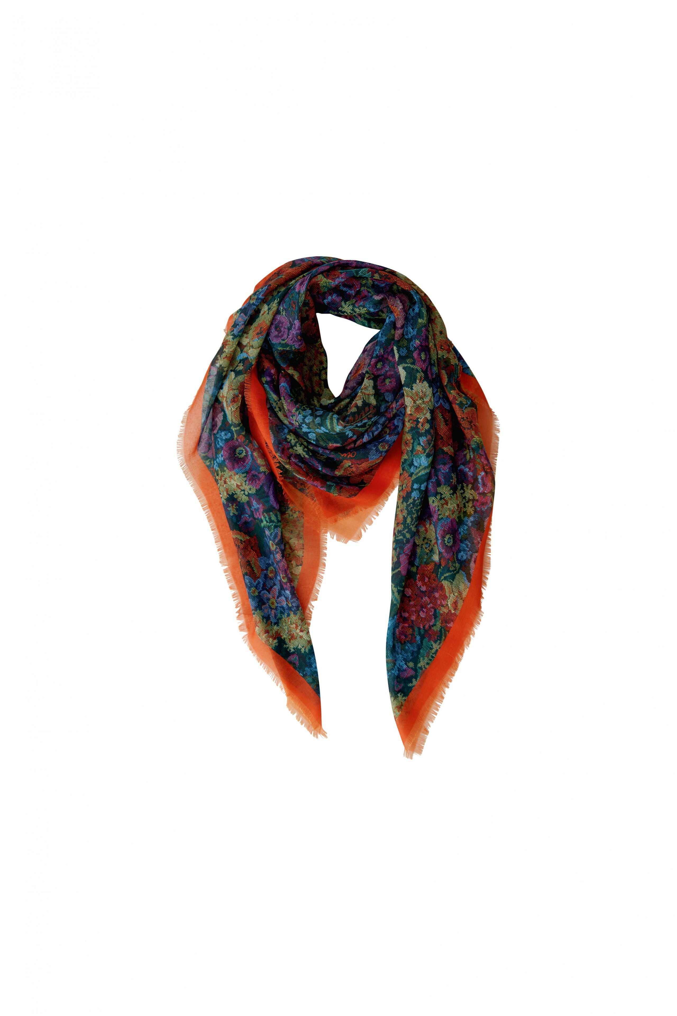 Oui multicolour floral Gobelin print large fringed scarf product view